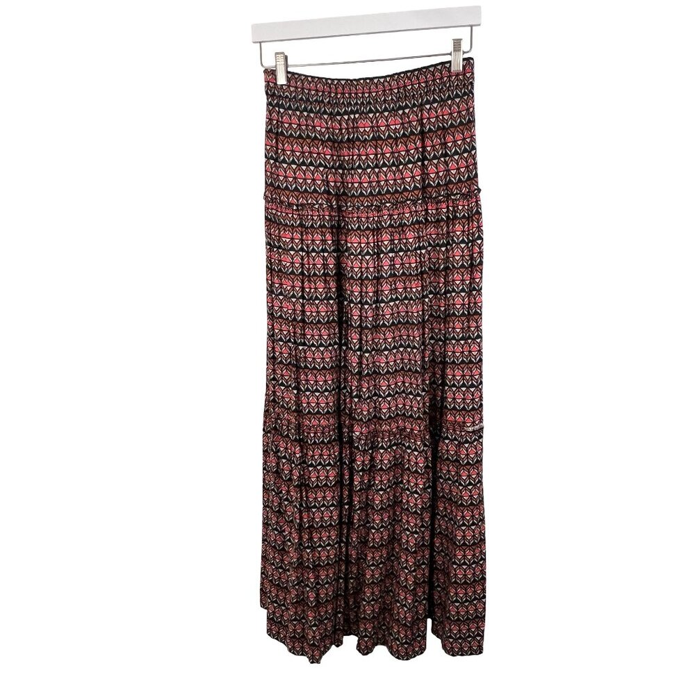 Anthropologie Black, Orange, White  Neeru Kumar Farya Tiered Maxi Skirt Medium - Picture 4 of 9